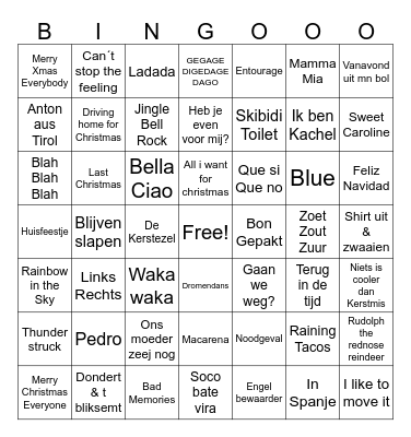 Kerstmuziek Bingo Card