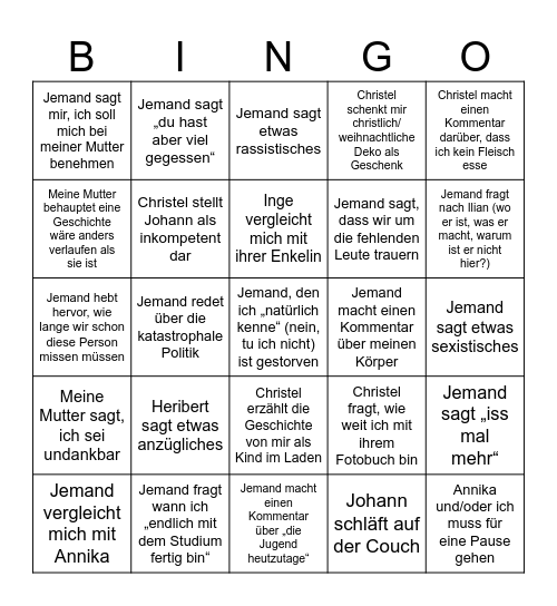 Christmas Bingo Card