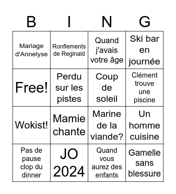 Bingo de Noël Bingo Card
