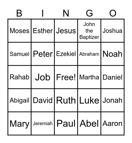 BIBLE Bingo Card