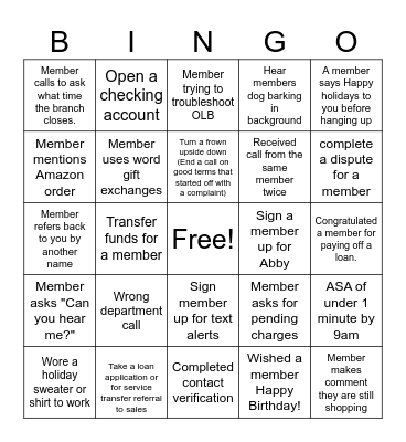 Work BINGO Game Bingo Card