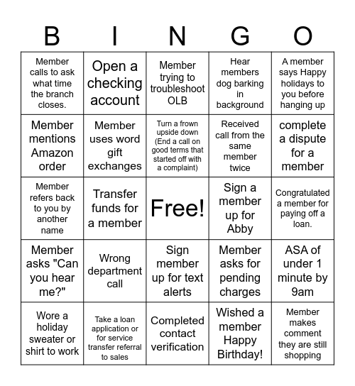 Work BINGO Game Bingo Card