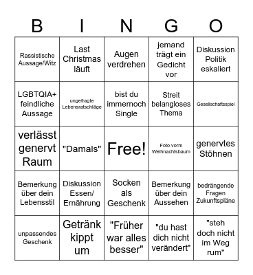 Family Bingo 2024 Bingo Card