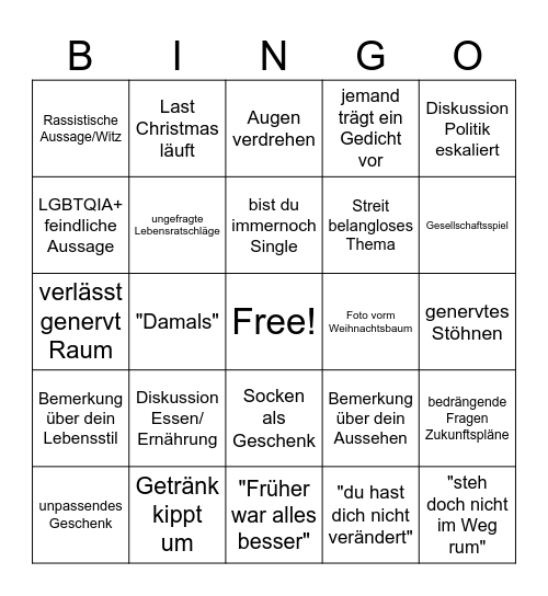 Family Bingo 2024 Bingo Card