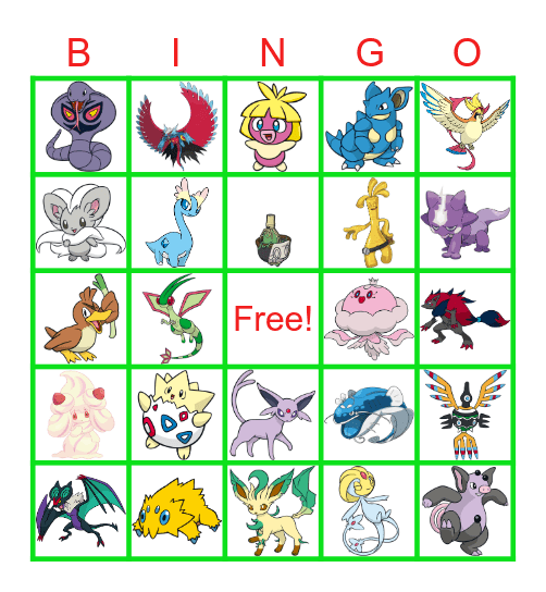 POKEMON BINGO Card