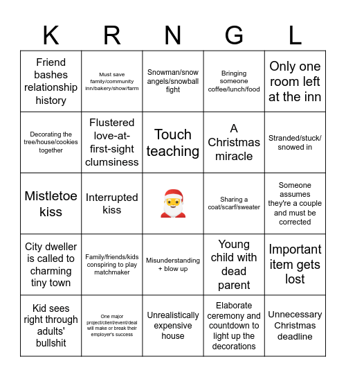 🎄🎥 Crummy Christmas Movie Bingo 🍿⛄ Bingo Card