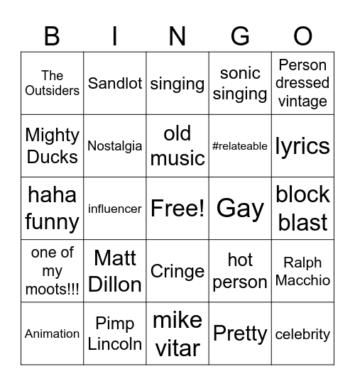 Tiktok Bingo Card