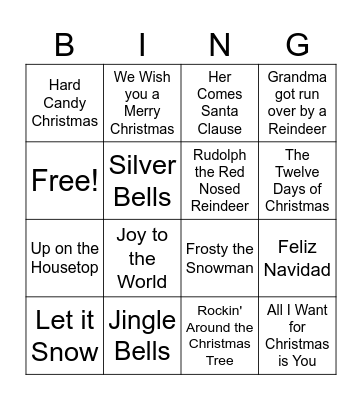 CHRISTMAS SONGS BINGO Card