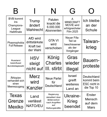 2025 Bingo Card
