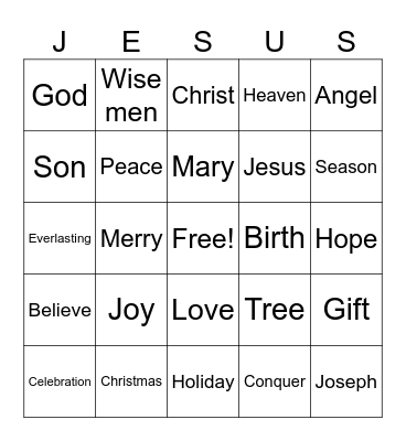 Jesus Bingo Card