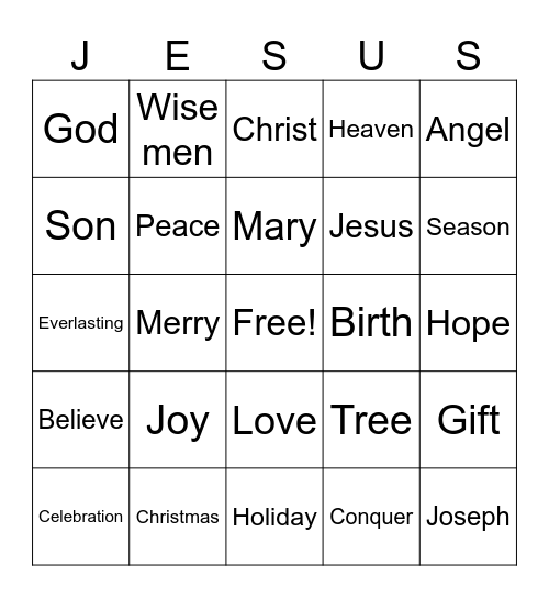 Jesus Bingo Card