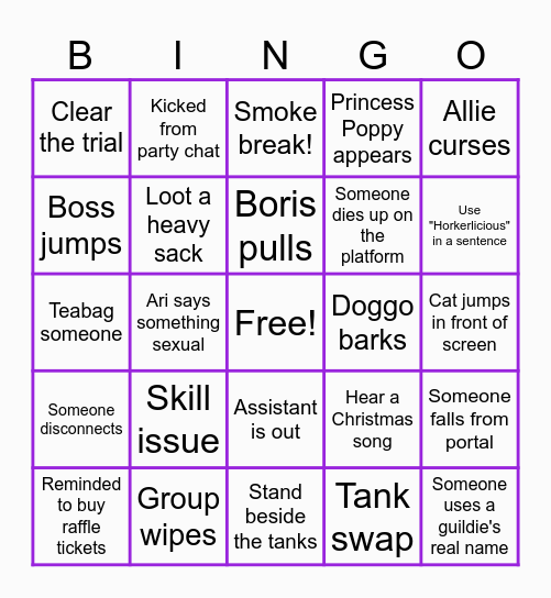 Rogues Boxing Day Drinking Bingo Card