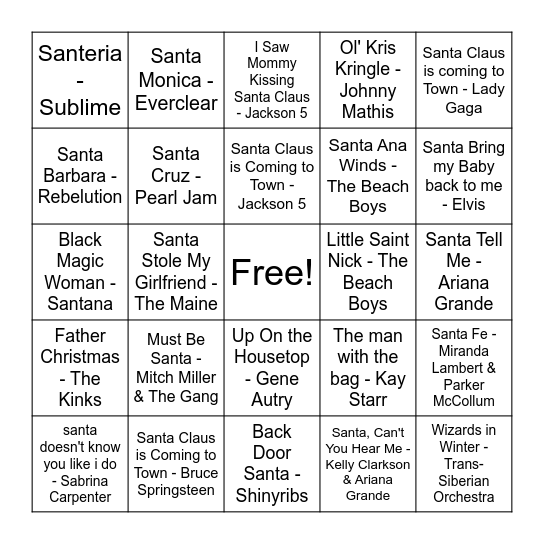 Santa Bingo Card