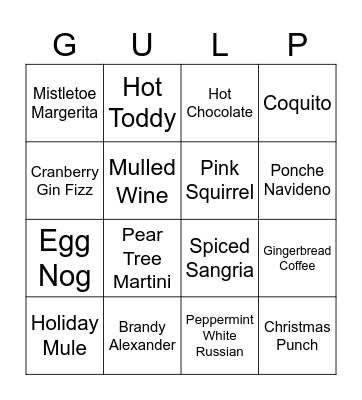 Holiday Drinks Bingo Card
