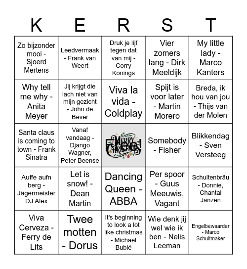 Christmas Music Bingo Card