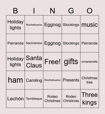 Christmas P.R & Texas Bingo! Bingo Card