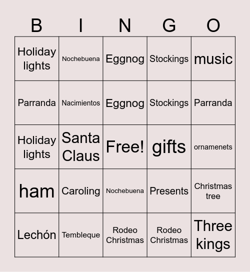 Christmas P.R & Texas Bingo! Bingo Card