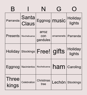 Christmas P.R & Texas Bingo! Bingo Card