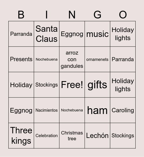 Christmas P.R & Texas Bingo! Bingo Card