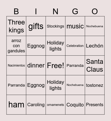 Christmas P.R & Texas Bingo! Bingo Card