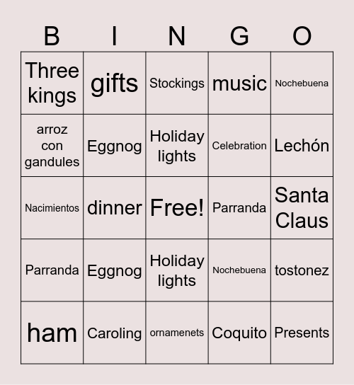 Christmas P.R & Texas Bingo! Bingo Card