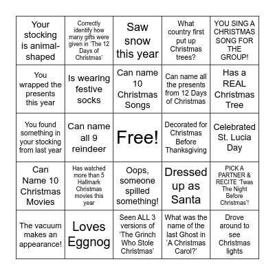 JINGLE BINGLE! Bingo Card