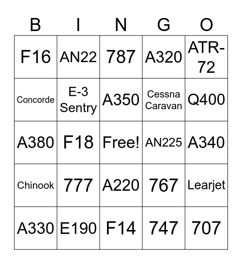 PTFS Bingo Card