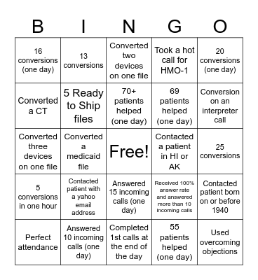 Patient Enrollment | HMO-1 Bingo! Bingo Card