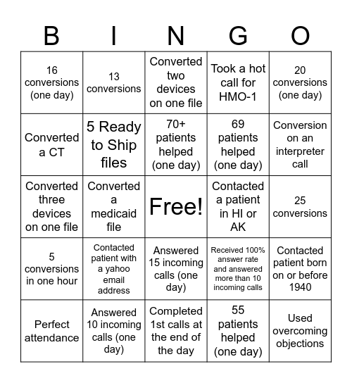 Patient Enrollment | HMO-1 Bingo! Bingo Card