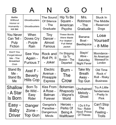 SONGS IN MOVIES Bingo Card