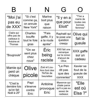 Bingo de Noël 2024 Bingo Card