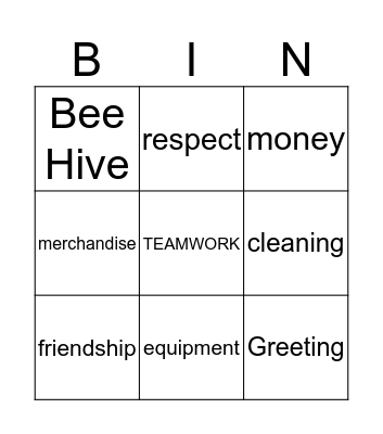 School Store Bingo Card