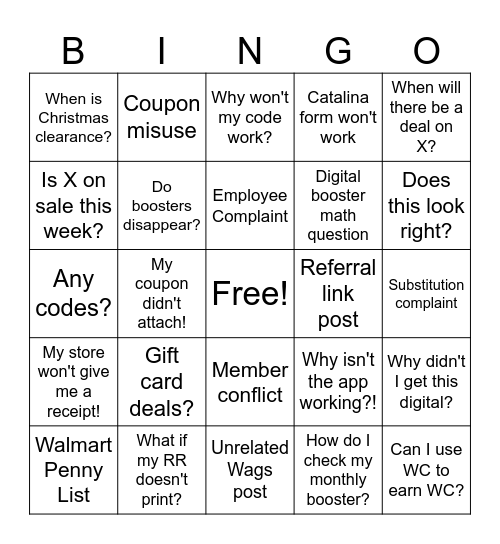 Walgreens Group Bingo Card