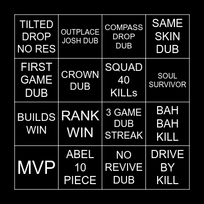 FORTNITE OG Solos Bingo Card
