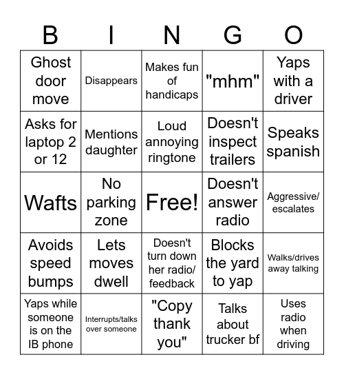 Carla Bingo Card