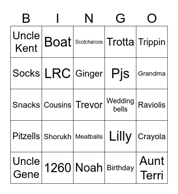 Trotta Bingo Card