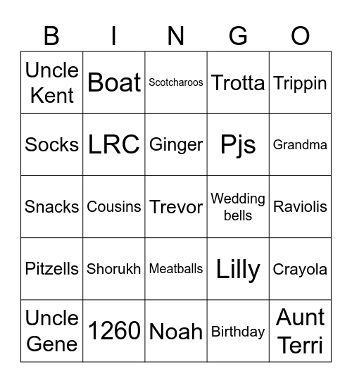 Trotta Bingo Card