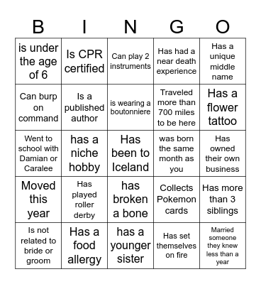 FIND SOMEONE WHO Bingo Card