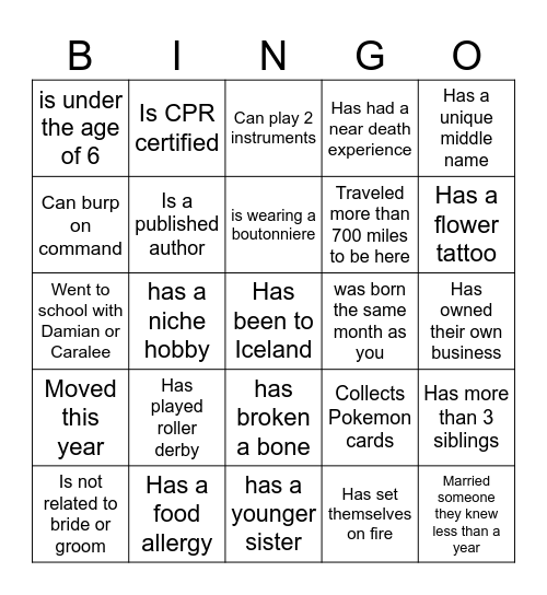 FIND SOMEONE WHO Bingo Card