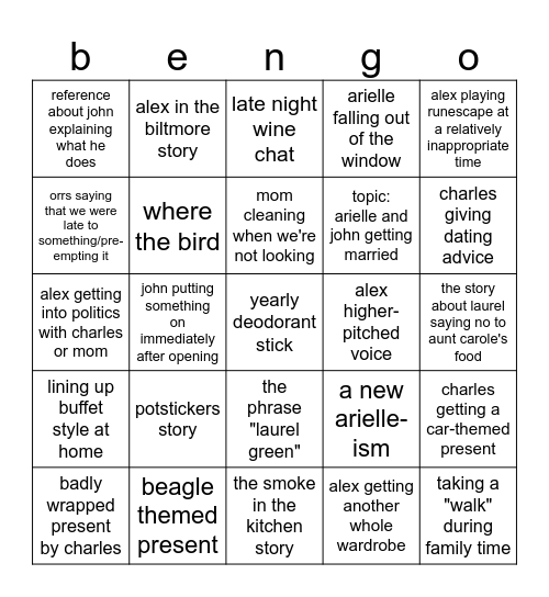 christmas bingo Card