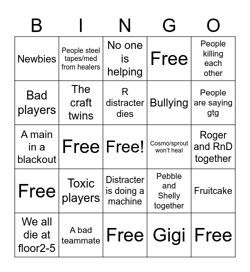 Dandy’s world toxicity Bingo Card