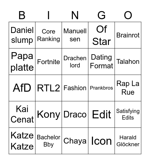 TIKTOK BINGO 2024 Bingo Card