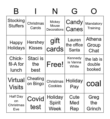 Holiday Bingo Card