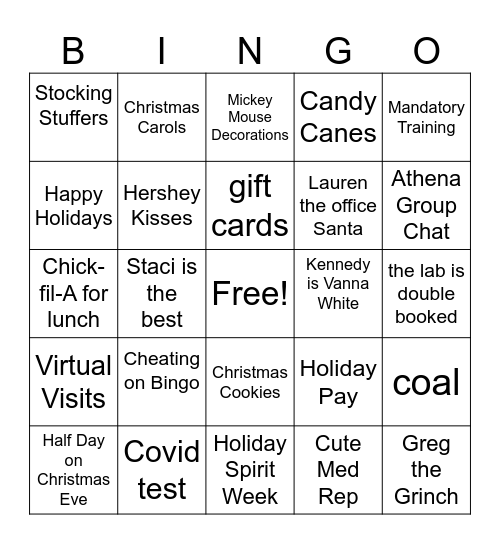 Holiday Bingo Card