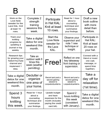 January 2025 Bingo Card