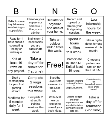 January 2025 Bingo Card