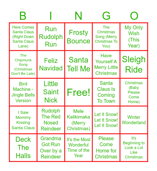 MERRY CHRISTMAS Bingo Card