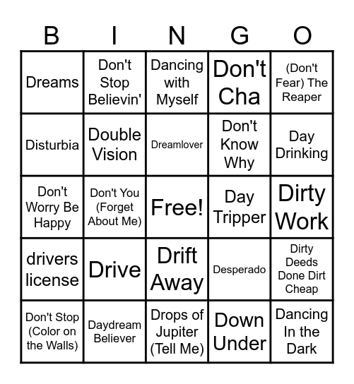 D is for December Bingo Card