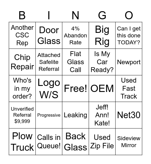 PG Bingo Card