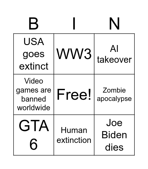 2025 Bingo Card